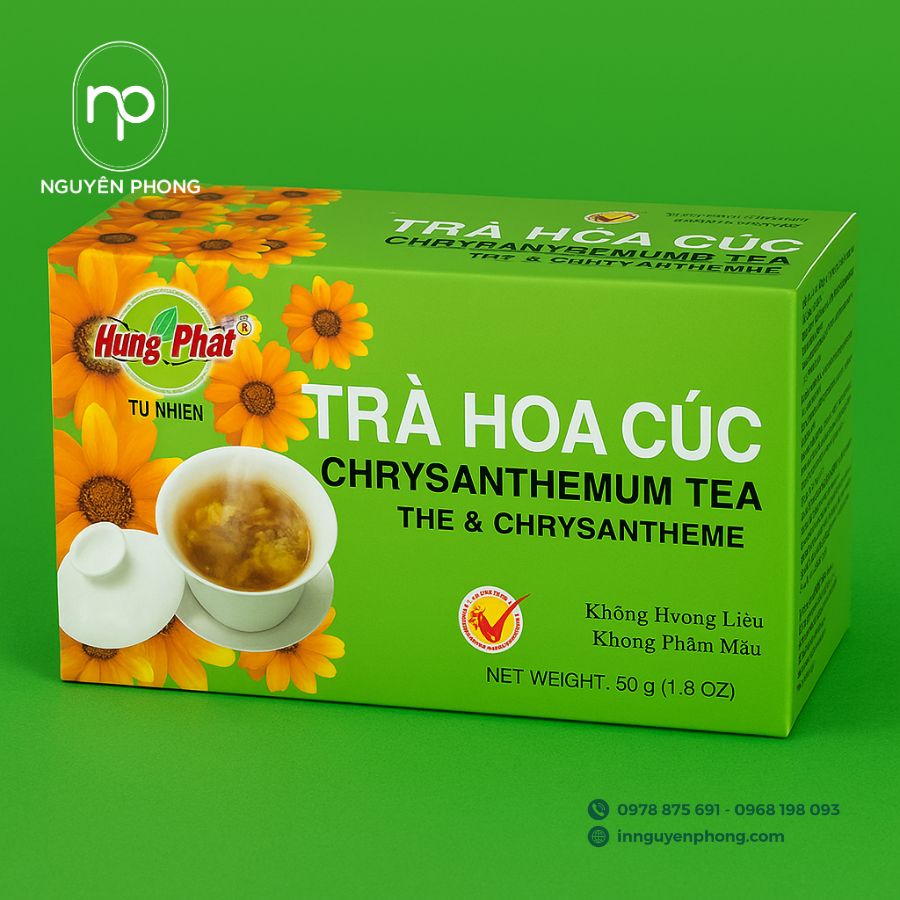 In hộp giấy đựng trà hoa cúc đẹp